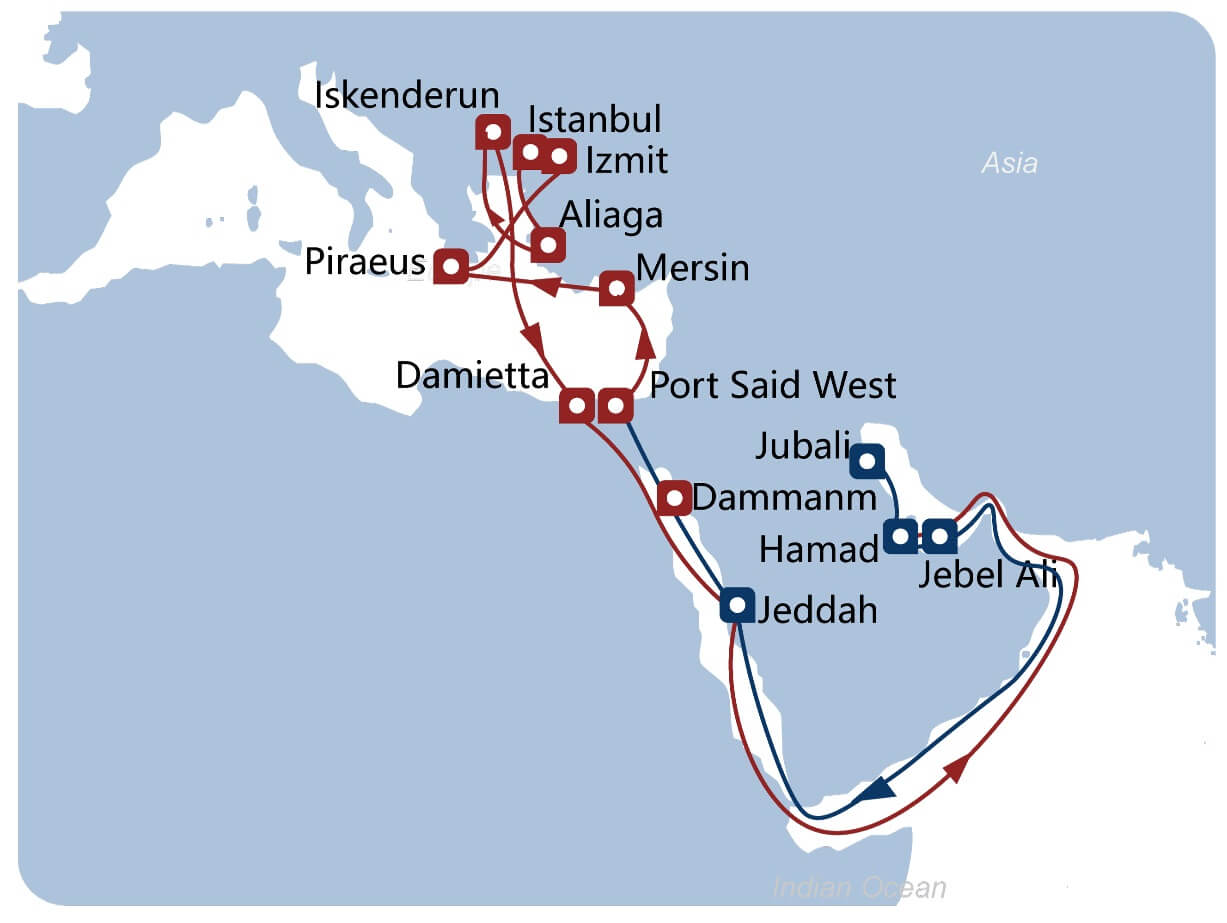 Cum ajung mărfurile containerizate din România în ţările din Orientul Mijlociu, India și Pakistan?